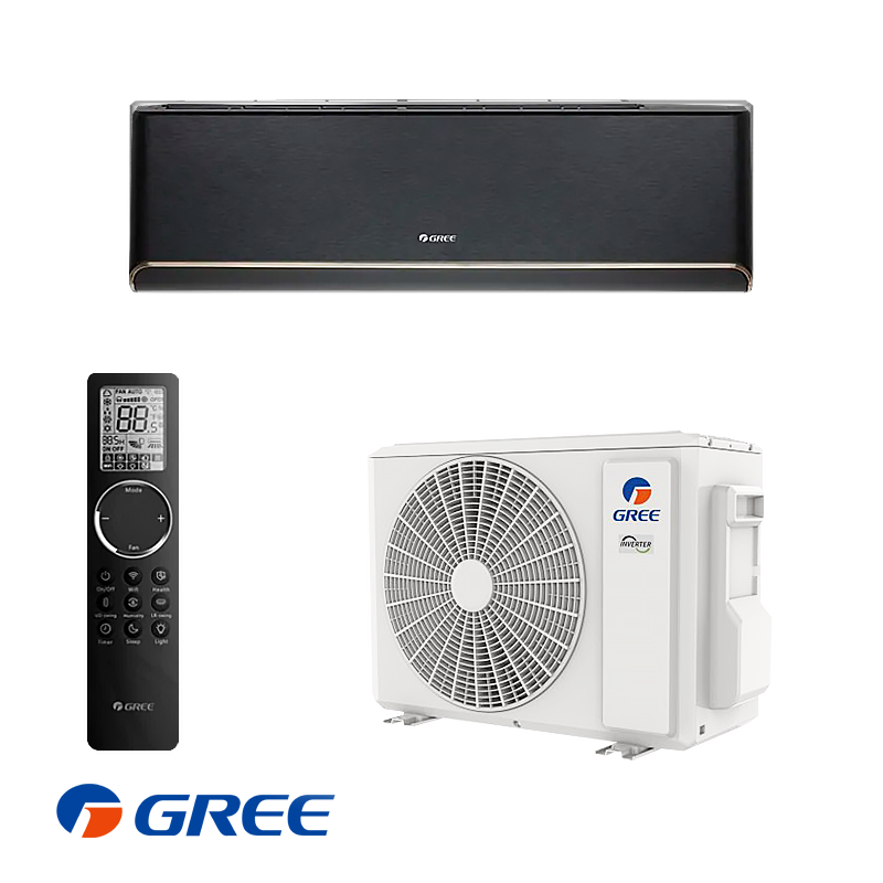 Инверторен климатик Gree Airy GWH09AVCXB-K6DNA1B - черен, 9 000 BTU