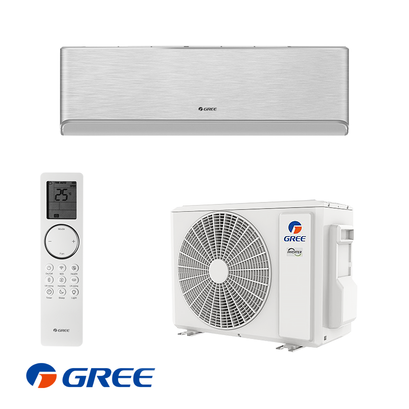 Инверторен климатик Gree Airy GWH09AVCXB-K6DNA1B - сребърен, 9 000 BTU