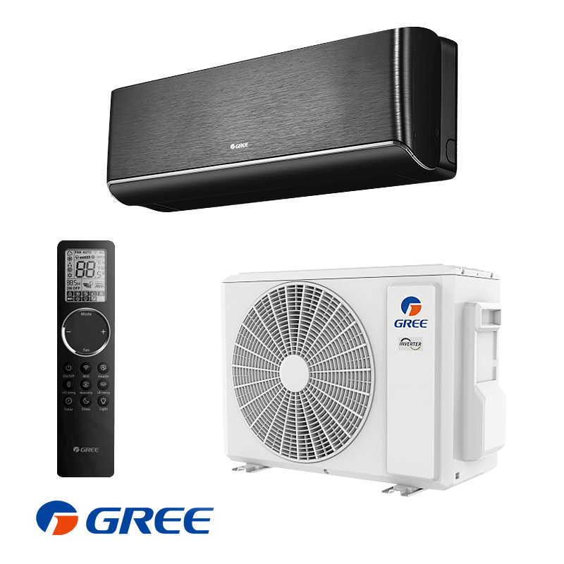 Инверторен климатик Gree Airy GWH12AVCXD-K6DNA1A - черен, 12 000 BTU