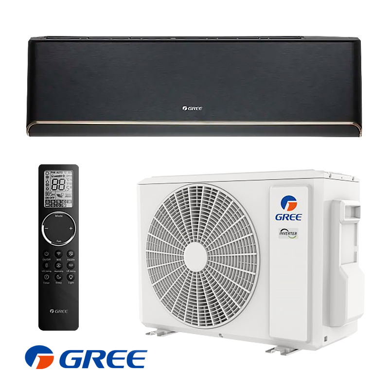 Инверторен климатик Gree Airy GWH24AVEXF-K6DNA1A - черен, 24 000 BTU